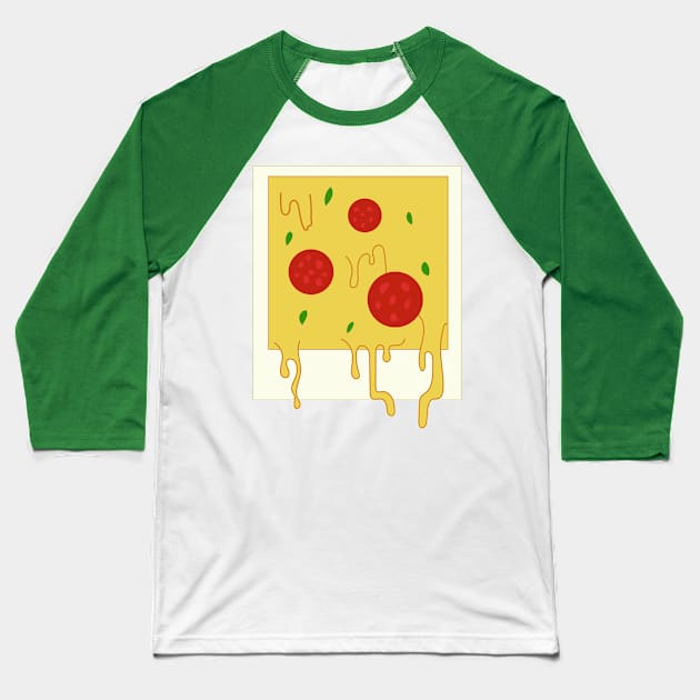 Dripping Polaroid Pizza Photo Baseball T-Shirt by gabyshiny